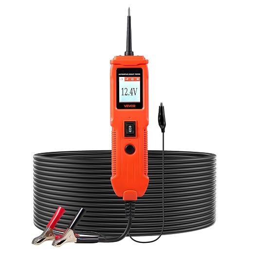 VEVOR Automotive Circuit Tester, 8-35 DCV Power Circuit Probe Tester with TFT Color Display and Lighting, Automotive Power Tester Probe with 13 ft / 4 m Cable, ABS Shell Electrical Detector Finder