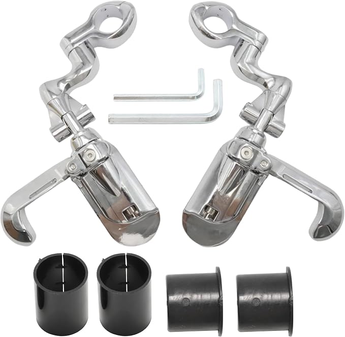 Adjustable Foot Pegs for 1.25" Engine Guard, Replacement for Road Street Glide Sportster Road King Electra Glide, Motorcycle Highway Pegs with Flip-out Heel Rests