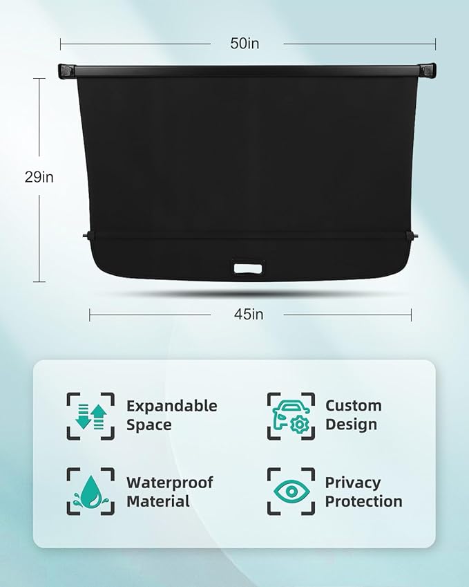 SCITOO Retractable Rear Cargo Cover Shade 2018-2023 Fit for Volkswagen Tiguan 1.4L Rear Trunk Retractable Security Shade Cover