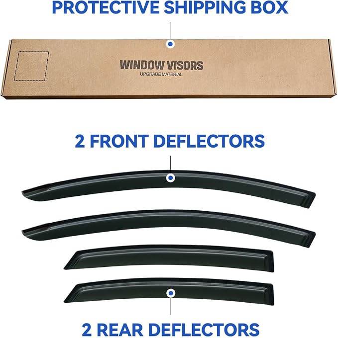 Window Visors Rain Guards for 2007 2008 2009 2010 Hyundai Elantra, Out-Channel Window Vent Wind Deflectors Visors Shades for 07 08 09 10 Elantra