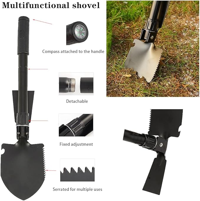 Car Emergency Roadside Tool Kit, Emergency Kits for Vehicles, Road Side Safety Assistance Kit ,With Jumper Cables for Car,Headlamp,Folding Shovel,Tow, Basic Automobile Road Side Kits for Men Women
