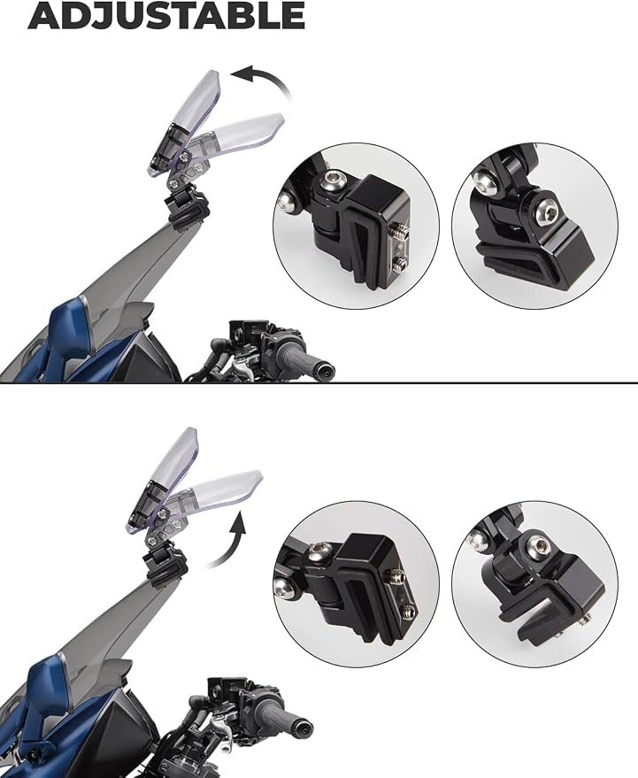 KEMIMOTO Motorcycle Windshield Upgraded Aluminum Metal Heightened Windshield Extension Spoiler Clip Universal Adjustable Extension Clips Clear
