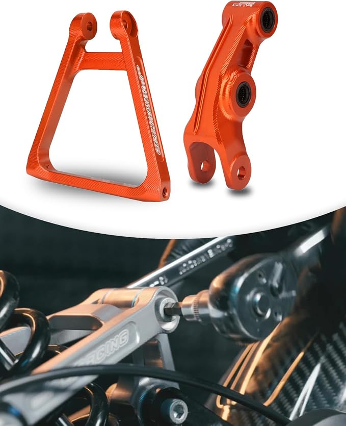 JFG RACING Sur Ron Suspension Linkage + Triangle Link Kit Set Motorcycle Rear Shock Suspension Link Kit Compatible To Sur Ron X X160 X260 Electric Dirt Bike SUNSET ORANGE