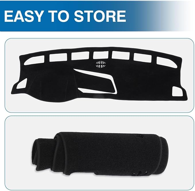KUST Black Dash Cover for Volkswagen VW Taos (S SE SEL) 2022-2025 2026 (Only fits for Taos with Center Bin) Polyester Dashboard Cover Non-Slip Interior Accessories for VW Taos Custom Fit Dashboard Mat