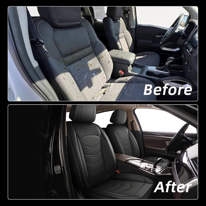 Car Seat Covers Fit for GMC Acadia 2017-2024 2025 2026 Full Set Luxury Leather Seat Cushion Waterproof Automotive Seat Protectors(5 Seat, Black)