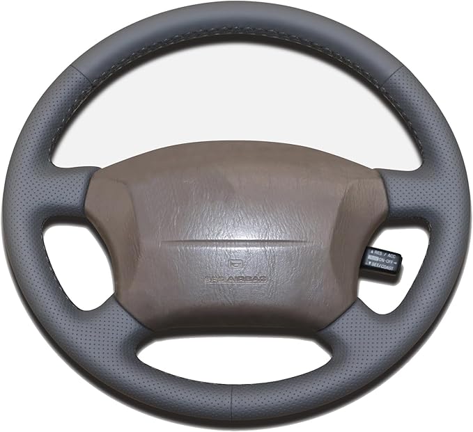 Loncky Custom Fit Dark Grey Genuine Leather Steering Wheel Cover for Toyota Land Cruiser 1995 1996 1997 1998 1999 2000 2001 2002 Accessories Car Interior Hand Stitched OEM Parts