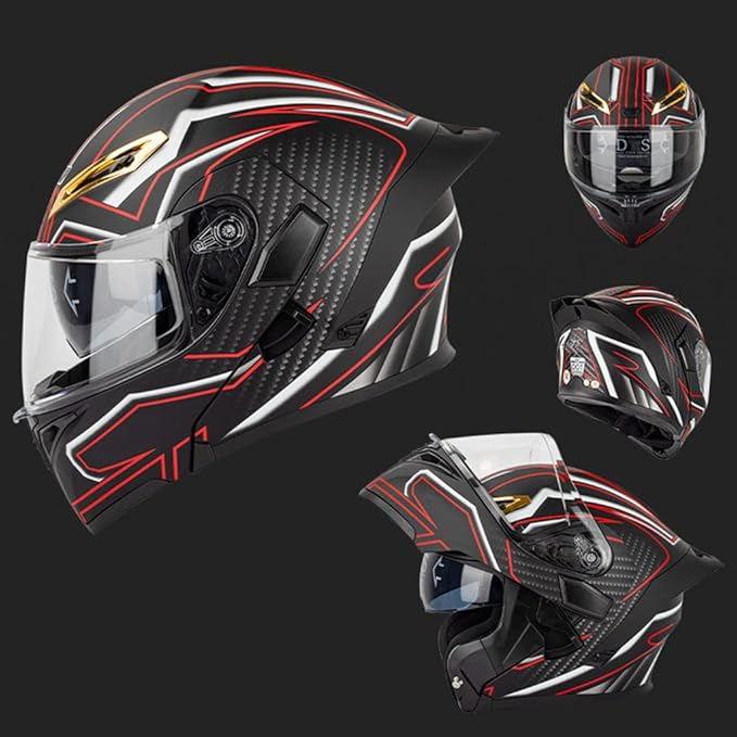 Full Face Motorcycle Bluetooth Helmets DOT Approved for Men Women Adults, Dual Visors Flip up Modular Bluetooth Integrated Motorcycle Helmet