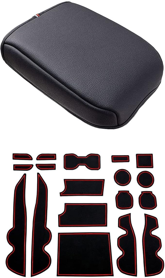 JDMCAR Custom Liners Insert (18 Pieces, Red) and Center Console Cushion Compatible with Toyota Tacoma Accessories 2016-2022 2023