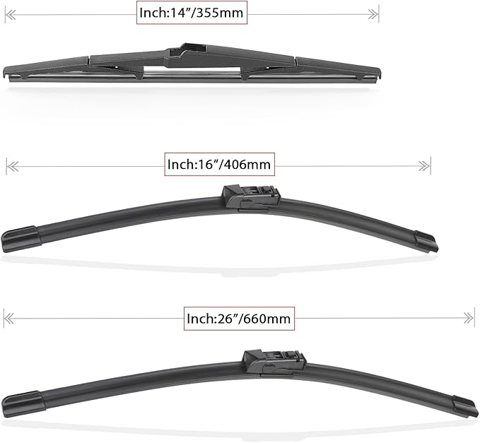 Windshield Wiper Blades Replacement for Toyota CHR C-HR 2018 2019 2020 2021 Original Factory Quality Front Rear Wipers Blade Set for Car - 26" 16" 14" (Piece of 3)