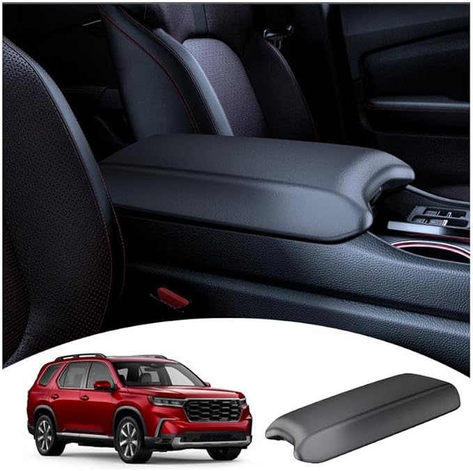 for 2023~2026 Honda Pilot/2024~2026 Passport&Ridgeline 2-in-1 Silicone Center Console Armrest Cover& Armrest Hidden Privacy Tray - [OEM Design& Friendly Liquid Silicone Rubber] - Thin Black