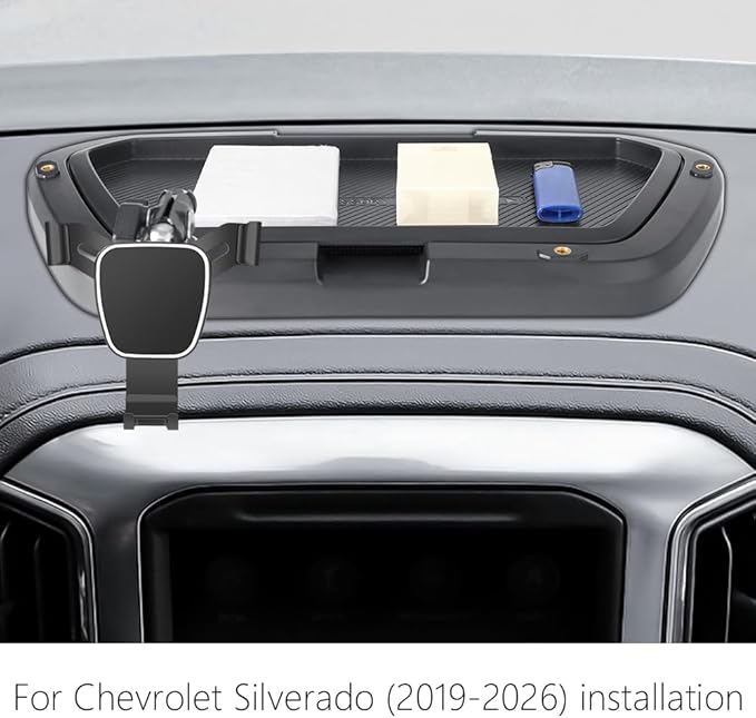Car Phone Holder Center Console Organizer For Chevrolet Silverado 1500 2019-2026，2500HD 3500HD 2020-2026，GMC Sierra 1500 2019-2026【7" 8" Screen】Auto Accessories Interior Decoration Cell Mount case