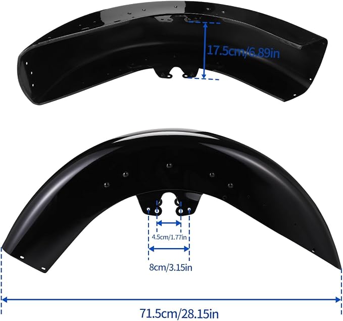 Gloss Black Front Fender Steel Mudguard Wheel Wrap Fit for Harley Touring Electra Glide, Road Glide, Road King, Street Glide 2014-2023