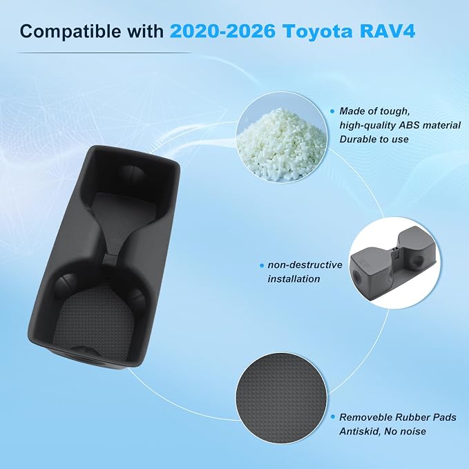 BIXUAN 2026 RAV4 Cup Holder Insert For 2026 Toyota RAV 4 Console Cup Holder Silicone Drink Cup Holder Liner Waterproof Anti-Slip No Rattling Easy to Clean 2026 RAV 4 Accessories