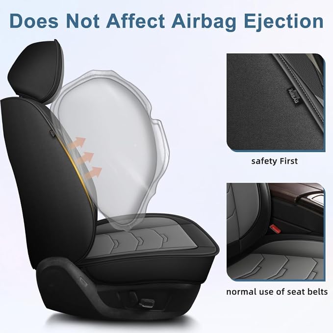 Car Seat Covers Fit for GMC Terrain 2010-2024 2025 2026 Front Set Luxury Leather Seat Cushion Waterproof Automotive Seat Protectors(2 Seat, Black&Grey)