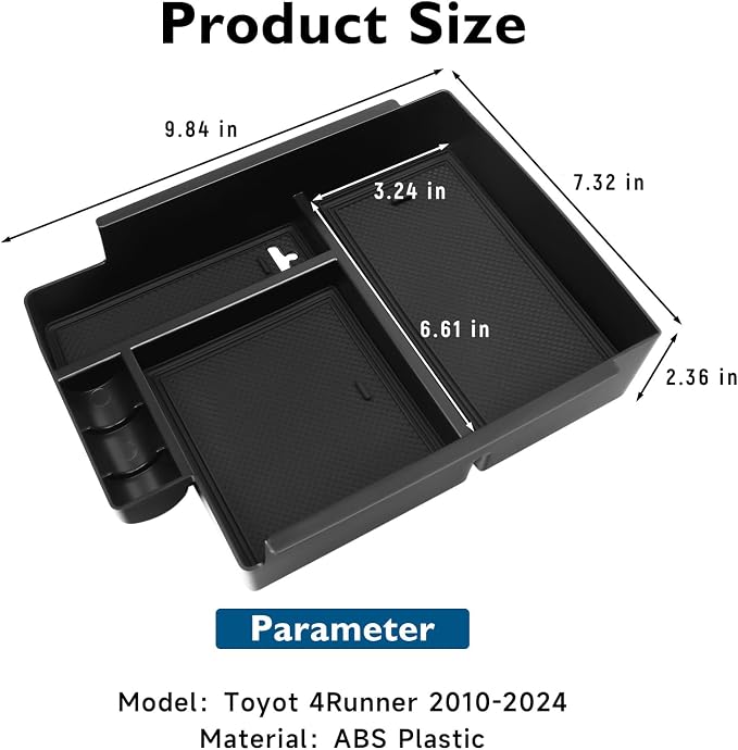 BIBLOZ Center Console Organizer(with Secret Compartment) for Toyota 4Runner 2010-2022 2023 2024 Accessories,Insert Armrest Console Tray