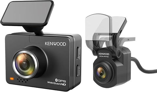 KENWOOD DRV-A510WDP Dash Cam Front and Rear with GPS, Full HD Dash Camera for Cars, Trucks & RVs, Bluetooth & WiFi Support, Loop Recording, G Sensor, Motion Detection