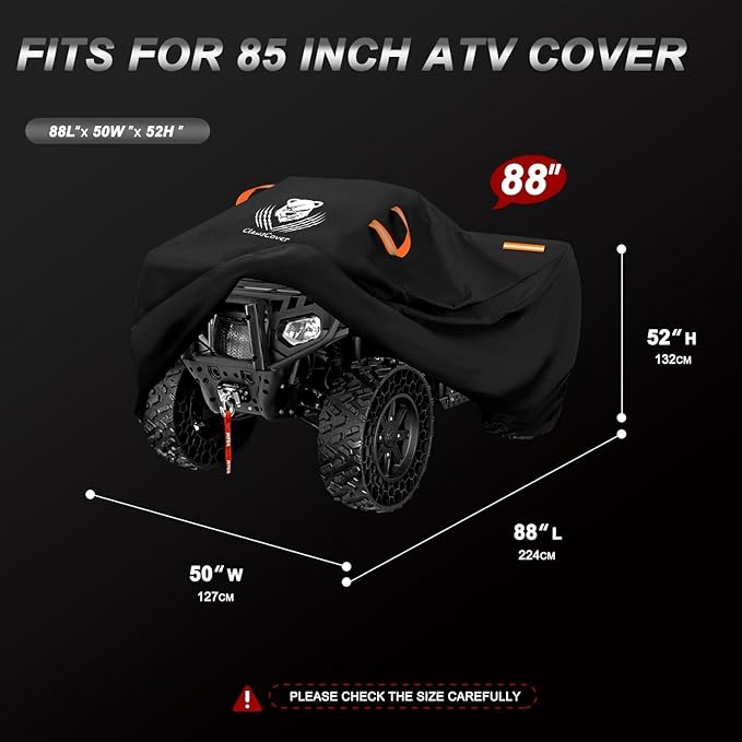 ATV Covers Waterproof Outdoor,4 Wheeler and Quad Cover,Durable and UV-Resistant,All Weather Protection Four Wheeler Storage Cover,Fit for Polaris Honda Yamaha-83x47x45 Inch