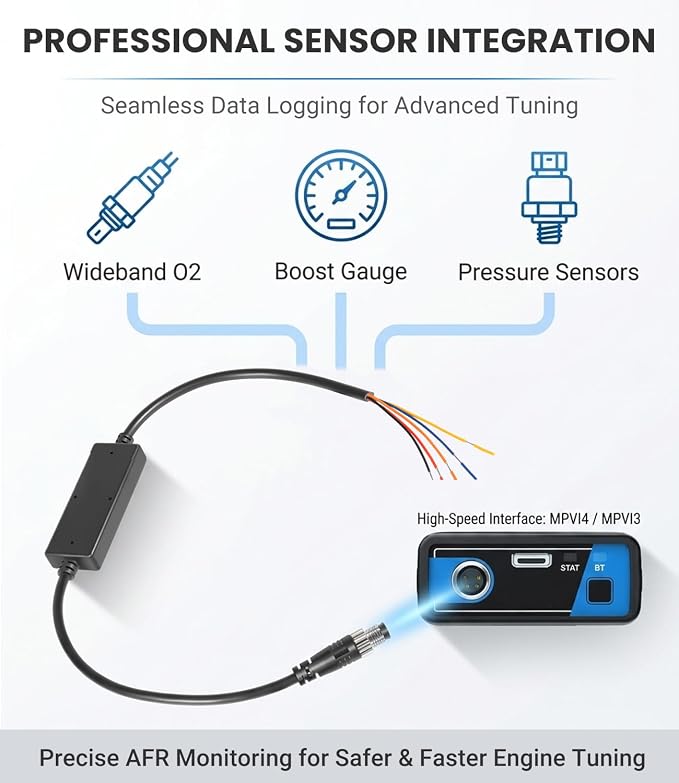 Sensor Input Cable Compatible with HP Tuners MPVI4 MPVI3 MPVI2+ OBD2 Scan Tools - Analog & CAN Bus Data Logging Cable for External Sensors, Replacement for H021-002-06