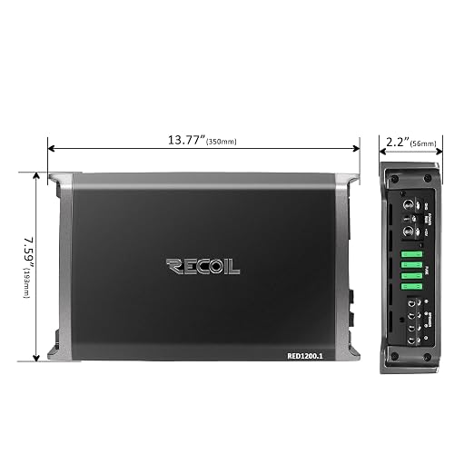 Recoil RED1200-1 2500 Watts Class D Strappable Car Audio Mono Block Subwoofer Amplifier 1 Ohm Stable, Remote Bass Knob Included