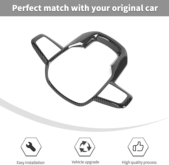 Linskip Steering Wheel Cover Trim Compatible with 2019-2026+ GMC Sierra 1500 & 2020-2026+ GMC Sierra 2500HD 3500HD & 2021-2024 GMC Yukon, Interior Accessories Carbon Fiber Black
