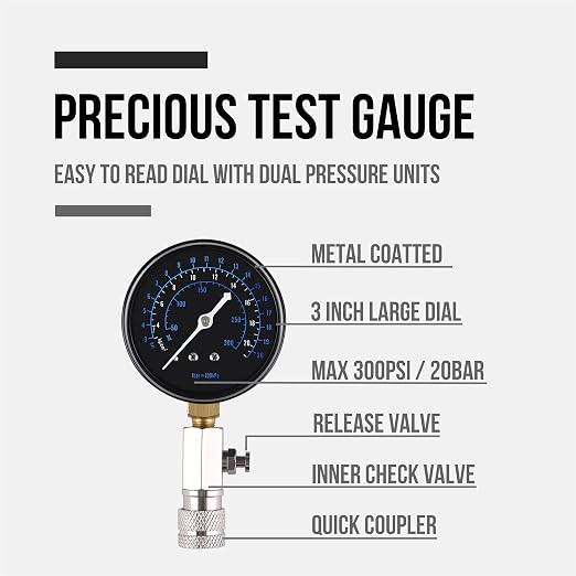 Lichamp 12pcs Compression Tester Adapter Kit with Spark Tester, Automotive Engine Cylinder Leak Down Compression Test Motor Pressure Gauge