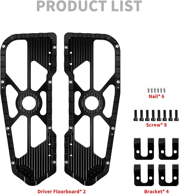 Motorcycle Floorboards Driver Footboards Wide Foot Pegs Board Pedal Compatible with Touring Electra Road Street Glide Softail Road King Black Edge