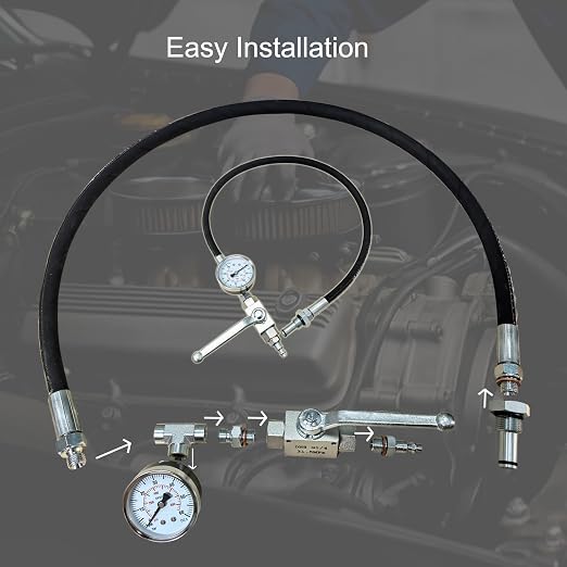 Professional IPR Air Test Kit Compatible with Ford 6.0L & 7.3L Powerstroke Diesel Engines - High-Pressure Oil System Leak Detection Tool with Adapter Fitting, O-Rings, and Shutoff Valve