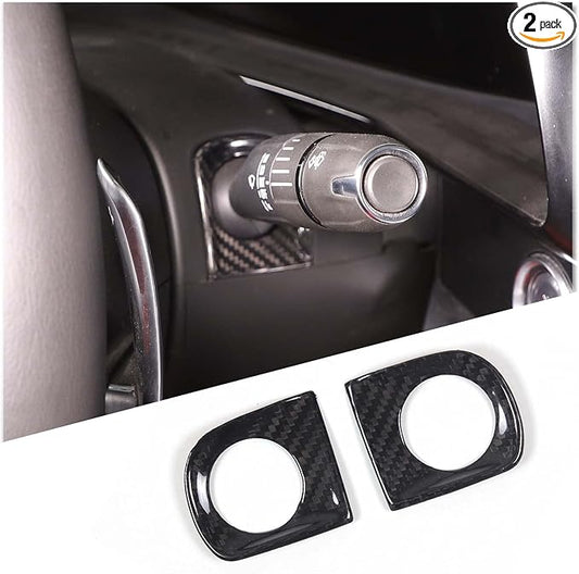 Steering Wheel Steering Rod Base Cover Trim Compatible with Corvette C8 Stingray 2020-2023,Real Carbon Fiber 2PCS C8 Interior Steering Wheel Accessories (Black Carbon)