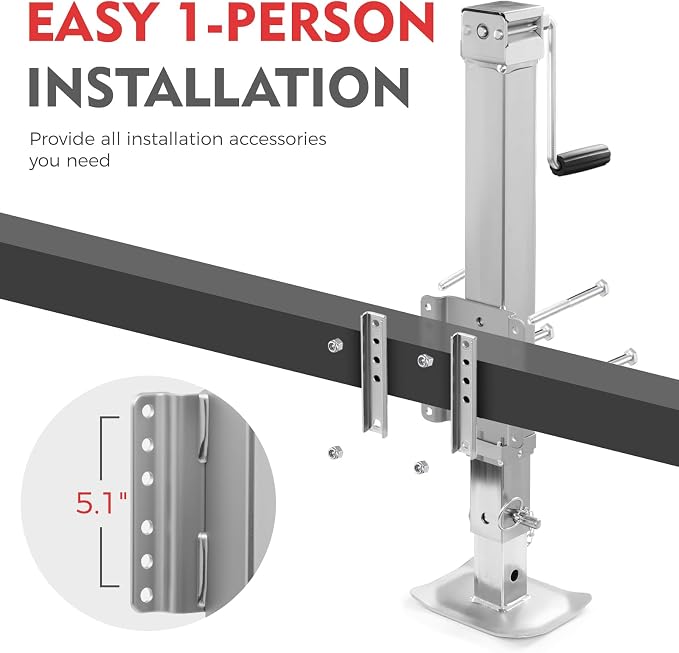 Heavy Duty A-Frame 9000 LBS Trailer Jack Fit for RVs, Boats, Multi-Purpose Trailers, and Camping Trailers, with 15" Travel Lift+25" Jack Height Drop Leg & Crank Handle