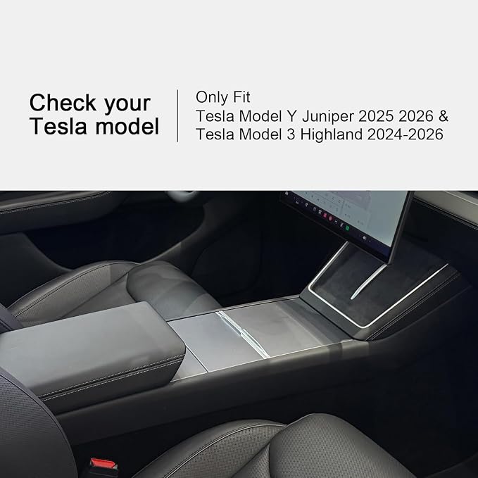 JVMA Full Size Center Console Organizer Tray & Armrest Organizer Set | for Tesla Model Y YL Juniper 2026 2025 and Tesla Model 3 Highland 2026-2024 Accessories No Slide US Patent