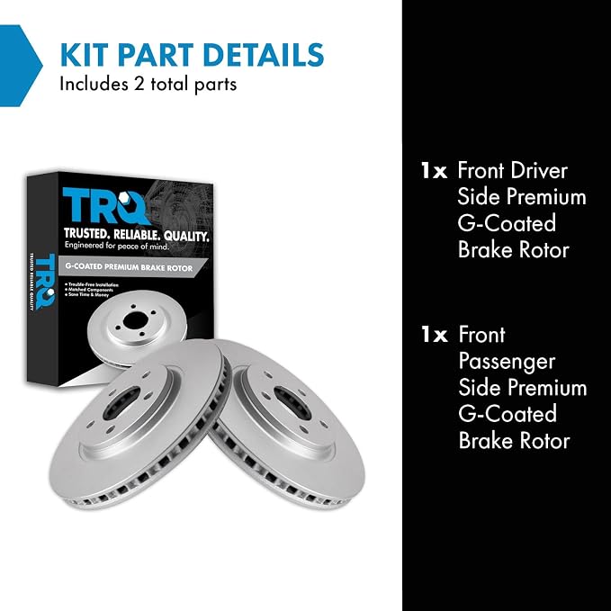 TRQ Front Brake Rotor Set G Coated Vented Compatible with 2005-2008 Chevrolet Cobalt 2008-2010 HHR 2004-2012 Malibu 2007-2009 Pontiac G5 2005-2010 G6 2007-2009 Saturn Aura 2004-2007 Ion
