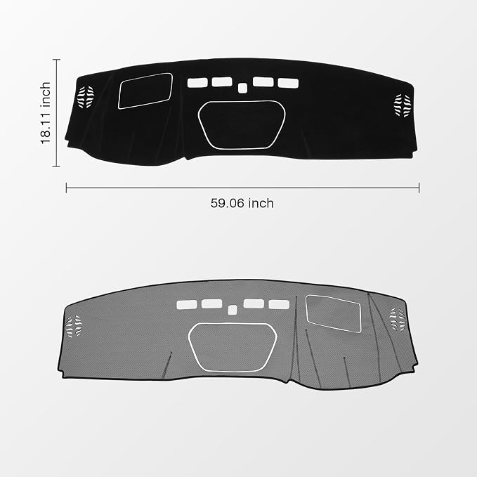 KUST Black Dash Cover for 19-25 Chevy Silverado 1500 2500HD 3500HD/19-23 GMC Sierra 1500 2500HD 3500HD(Only fit Silverado Dashboard with Open Bin and HUD)(Not Fit for 13.4 inch Navigation Silverado)