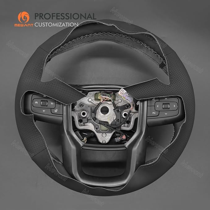 MEWANT Hand Stitch Car Steering Wheel Protector Wrap Cover for GMC Sierra 1500 2019-2023 / Sierra 1500 Limited 2022 / Sierra 2500 2020-2024 / Sierra 3500 2020-2024 / Yukon (XL) 2021-2023 Accessories