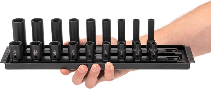 TEKTON 3/8 Inch Drive Impact Socket Set, 18-Piece | SID91212