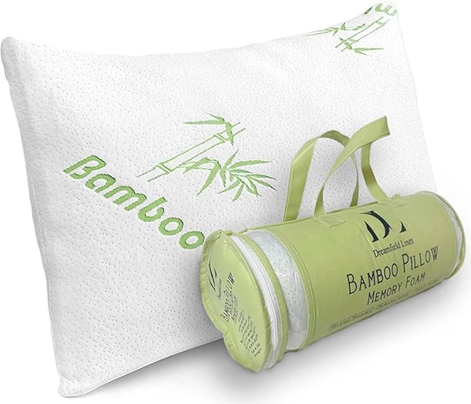 Memory Foam Bamboo Pillows King 20" x 36" [Adjustable] for Sleeping - Cool & Breathable Cover with Zipper Rayon Derived from Bamboo Pillowcase - Relieves Neck Pain - Back/Stomach/Side Sleeper