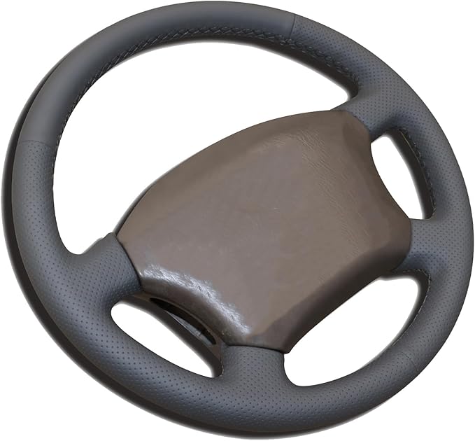 Loncky Custom Fit Black Genuine Leather Steering Wheel Cover for Toyota Land Cruiser 1995 1996 1997 1998 1999 2000 2001 2002 Accessories Car Interior Hand Stitched OEM Parts