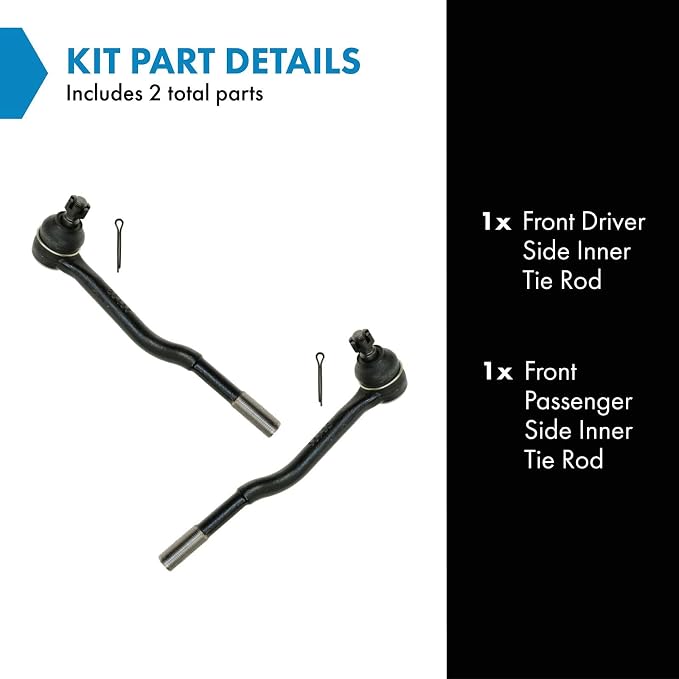 TRQ Front Inner Tie Rod Set 2 Piece Compatible with 1998-2004 Nissan Frontier