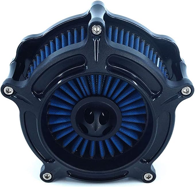 Motorcycle Turbine Air Cleaner Intake Filter Cnc Cut Kit Black for Harley Sportster XL 883 XL 1200 2007-2018 Fitment A (Blue)