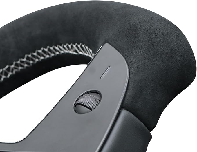 MEWANT DIY Steering Wheel Cover for Tesla Yoke Model S 2021-2023 Model X Made of Black Smooth Woven Embossed Athsuede