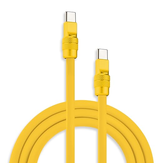 chubbycable Chubby 2.0 USB C 240W Fast Charging Cable Silicone Soft Durable USB C Cable Extra Thick Charger Cord Compatible with iPhone 17-15 Series iPad, Yellow+Yellow, Type-C to Type-C, 19.6FT