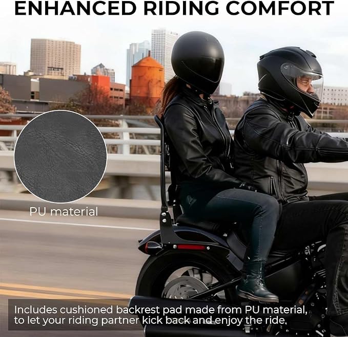 Detachable Passenger Backrest Pad Sissy Bar Fit for 2018-later Harley Softail FLDE FLHC FLHCS FLSL FXST FXBB FXBBS,Black