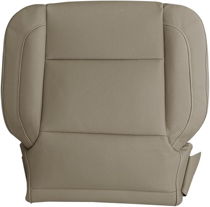 Front Driver Passenger Bottom Perforated Leather Seat Cover Set Replacement Tan Compatible with Chevy Silverado/with GMC Sierra 1500 2500HD 3500HD LS LTZ SLT 2015-2019