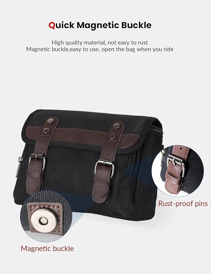 Motorcycle Tool Bag Vintage Saddle Bag Motorcycle Fork Bag Canvas Sissy Bar Bags Handbar Bag for Bike Large Capacity Waterproof Storage Bag for Powersports Cameral Bag for Men&Women