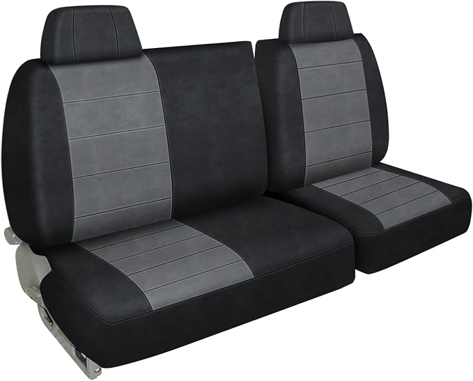 Truck Seat Covers Compatible with 1988-1994 Chevy C/K 1500 C1500 K1500, 40/60 Split Bench with Headrests, Universal Dutch Velvet Automotive Cover, Black & Gray