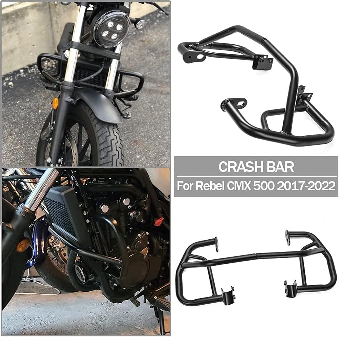 Black Highway Bars for CMX500 Rebel 17-24, Motorcycle Steel Engine Guard Bumper Crash Bar Frame Falling Protector for H-onda Rebel CMX 500 Rebel500 2017 2018 2019 2020 2021 2022 2023 2024