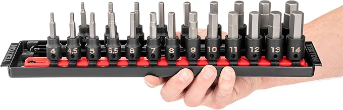 TEKTON 3/8 Inch Drive Hex Impact Bit Socket Set, 22-Piece | SIB91201