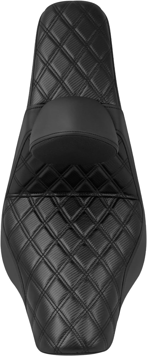 Motorcycle Seat Driver Passenger Seat with Backrests for Harley Low Rider Low Rider S ST 2018-up (Black with black stitching)