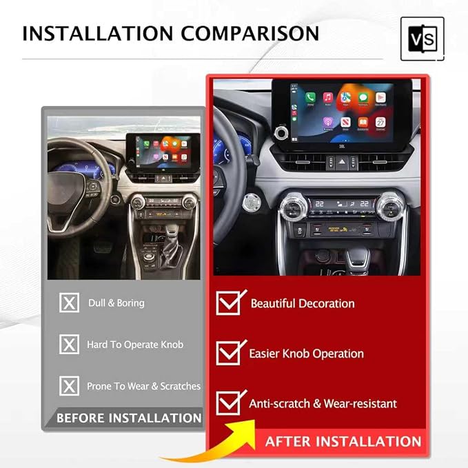 Compatible with Toyota RAV4 2019-2025 Accessories, Aluminum Alloy Control Knob Trim Cover Set (Bling, 6pcs-(No Drive Mode))