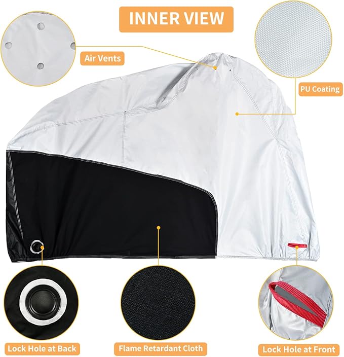 Coverado Motorcycle Cover Waterproof, All Weather Protection Outdoor Full Motorcycle Covers - UV Proof with Flame Retardant Fabric Fit for Harley Davidsion Yamaha Honda Suzuki (up to 83" Motors)