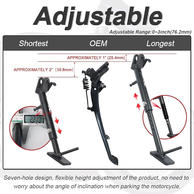 Xitomer 0-3 '' Motorcycle Adjustable Kickstand Fit for GSX1300R Hayabusa 1999-2025/ GSX1300R/ GSX-1300R Side Stand Foot Side Support
